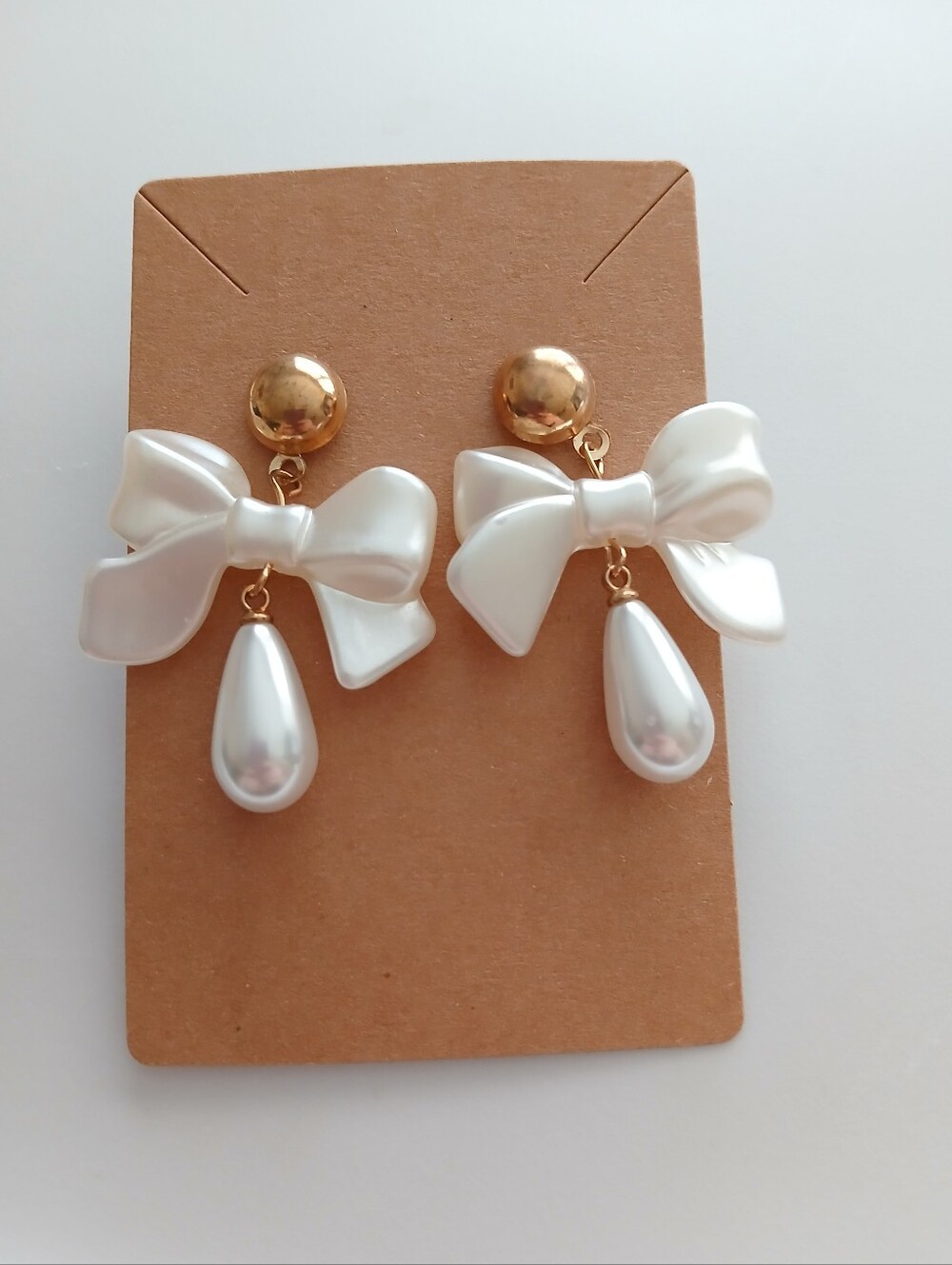 Fashion Jewelry White Bow Pearl Drop Earrings